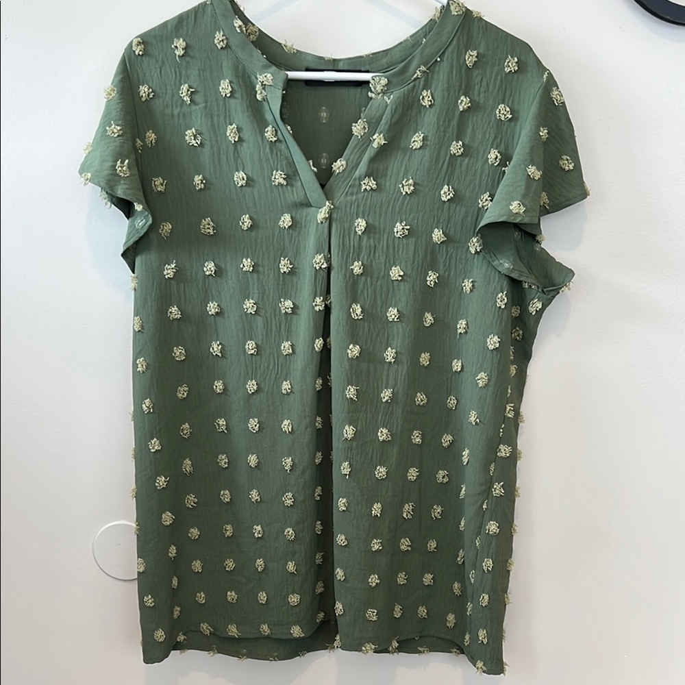 Merokeety Green Textured Women's Top